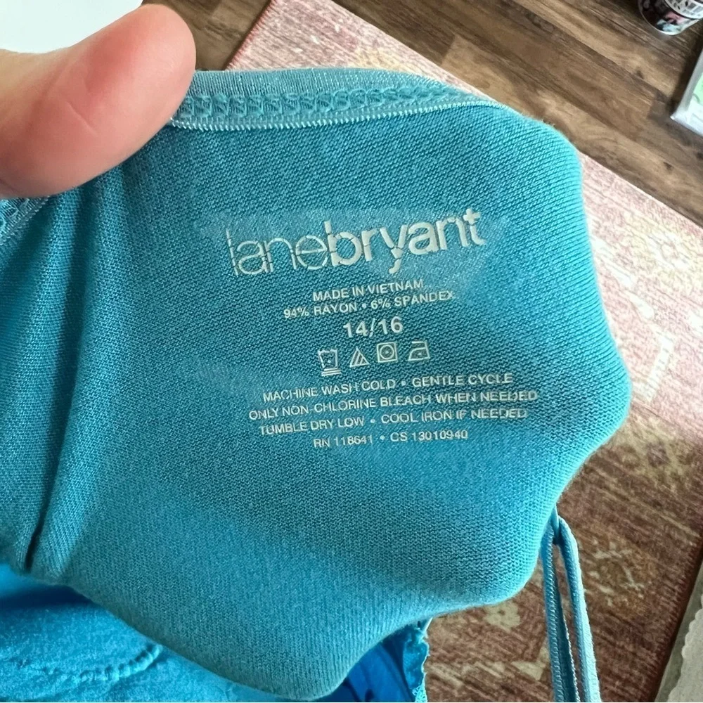 Lane Bryant Lace Trim Cami Tank Top Turquoise Blue size 14/16